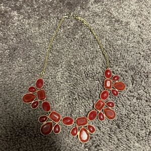 Elegant Red and Gold Statement Necklace